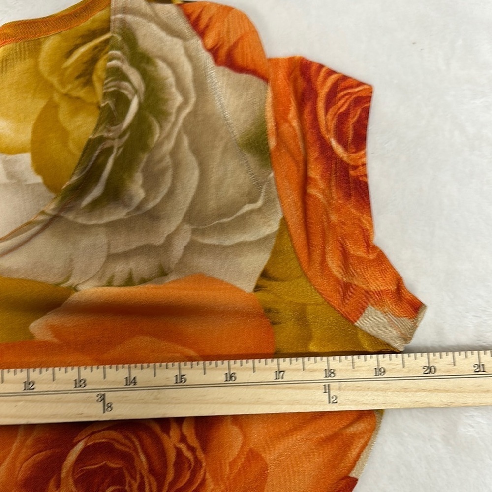 Susan Lawrence Orange Gold Fitted Cap Sleeve Blouse - Picture 6 of 8